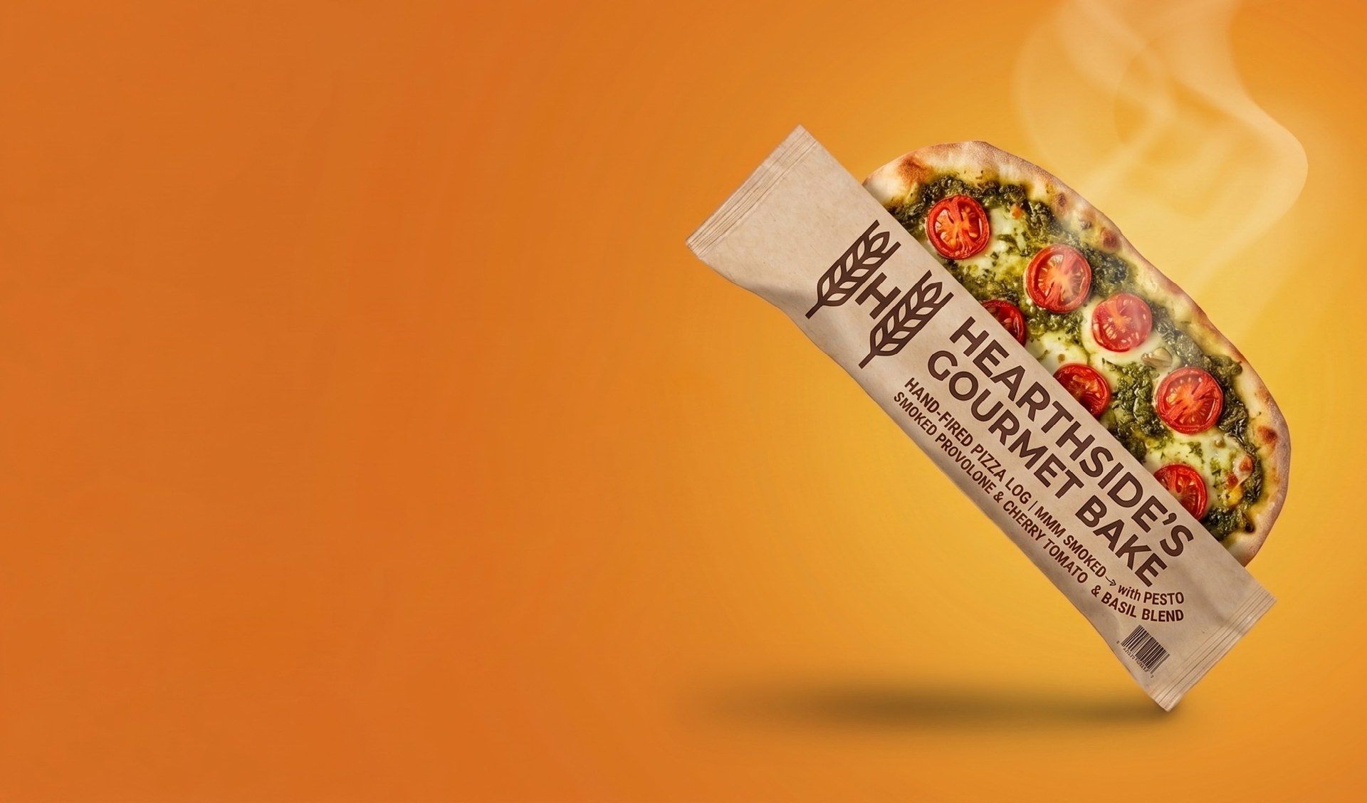 Hearthside's Gourmet Bake pizza log in MibaStar microwave packaging