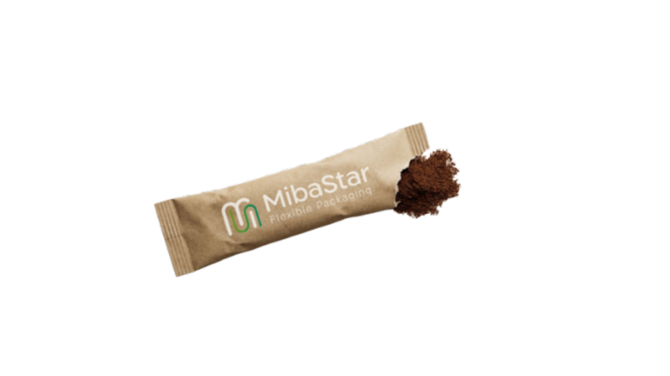 MibaStar Kraft paper sachet filled with instant coffee